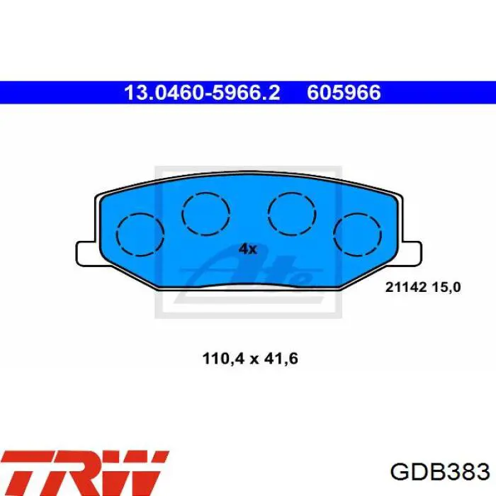 Передні тормозні колодки GDB383 TRW