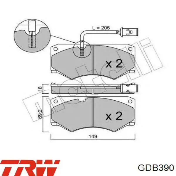 GDB390 TRW Передні гальмівні колодки