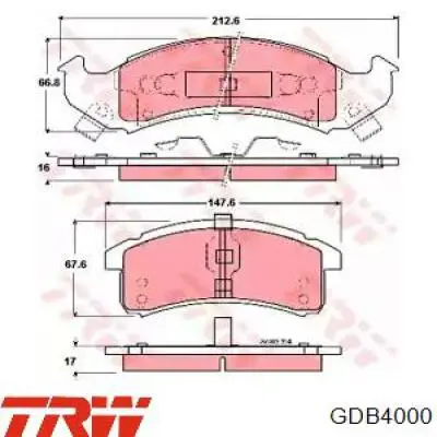 Гальмівні колодки TRW GDB4000 ціна, від 30.92 USD