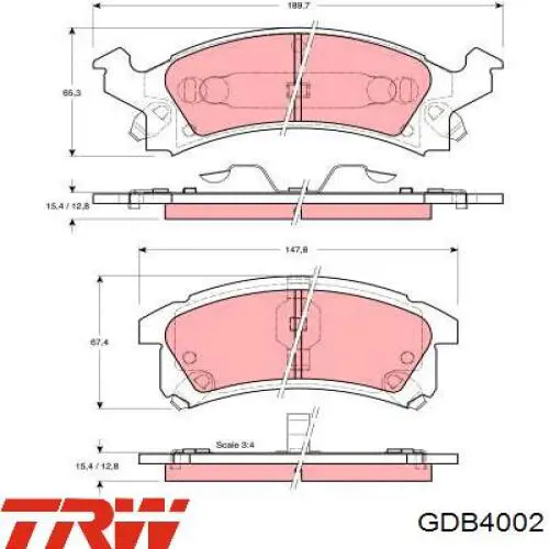 Купити GDB4002 TRW Колодки гальмівні передні, дискові