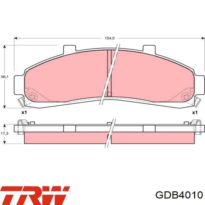 Колодки гальмівні передні, дискові GDB4010 TRW