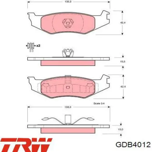 Купити GDB4012 TRW Задні колодки