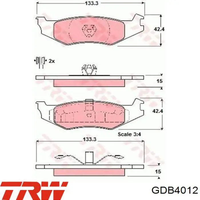 GDB4012 TRW колодки гальмові задні, дискові