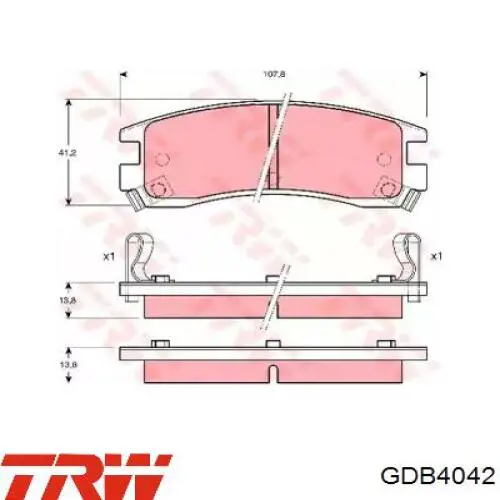 GDB4042 TRW Колодки гальмівні задні, дискові