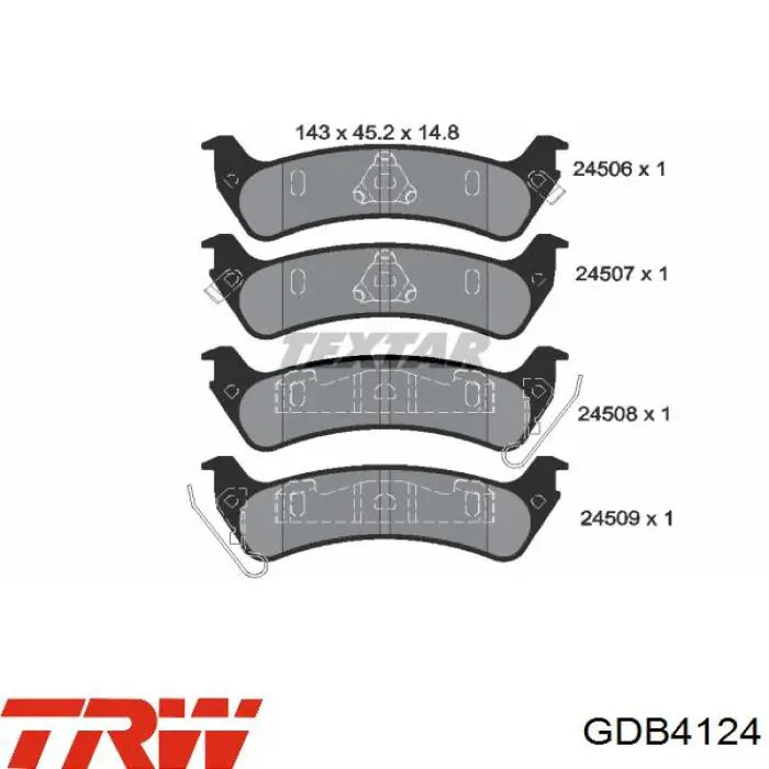 Колодки гальмові задні, дискові GDB4124 TRW