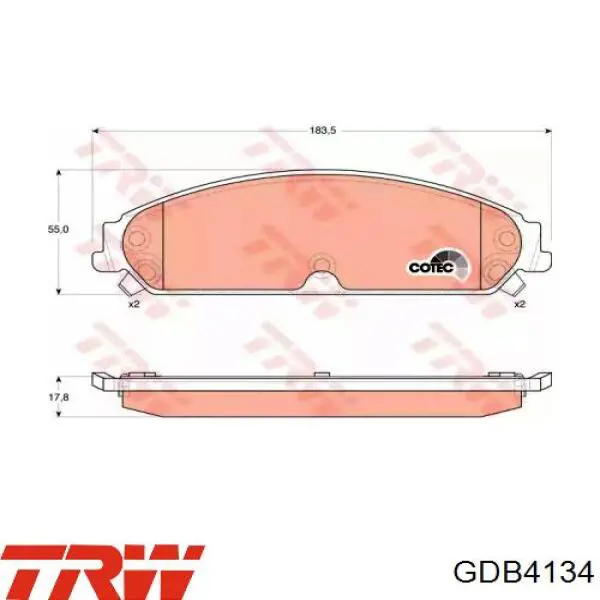 Передні тормозні колодки GDB4134 TRW