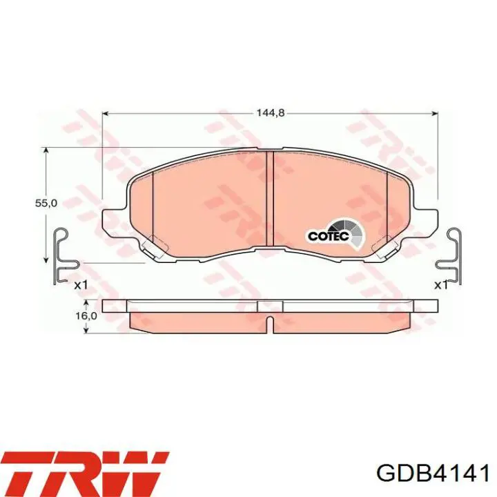 Тормозні колодки TRW GDB4141