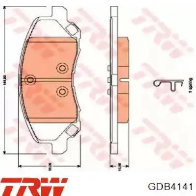 GDB4141 TRW Передні гальмівні колодки