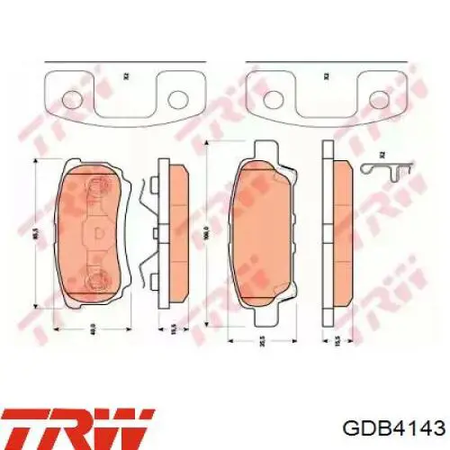 Купити GDB4143 TRW Задні колодки