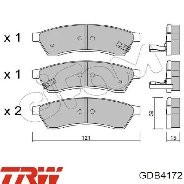 Купити GDB4172 TRW Задні колодки