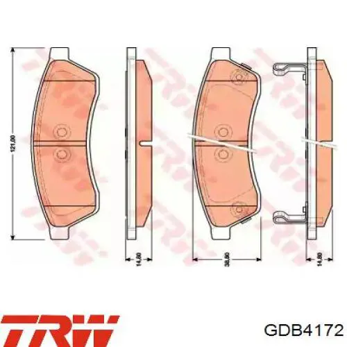 Задні гальмівні колодки GDB4172 TRW