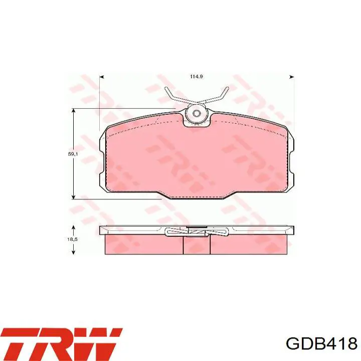 Колодки гальмівні передні, дискові GDB418 TRW