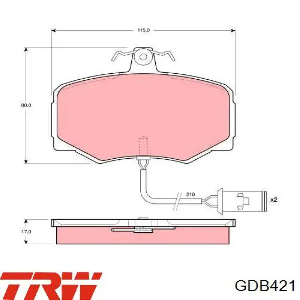 Колодки гальмівні передні, дискові GDB421 TRW