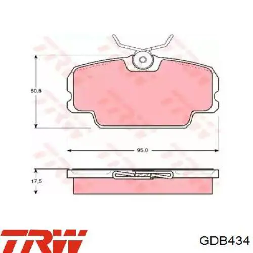 GDB434 TRW колодки гальмівні передні, дискові