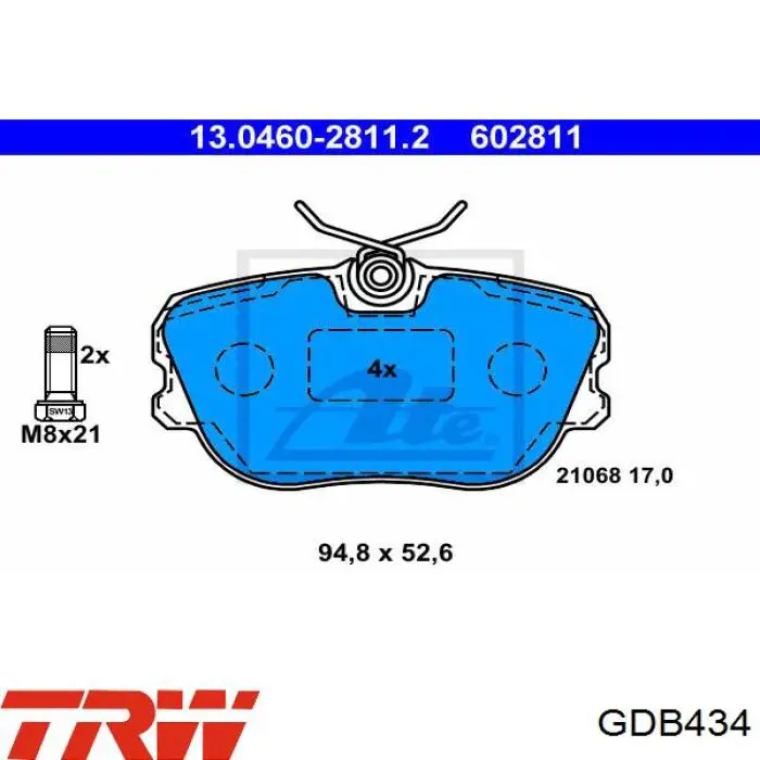 Гальмівні колодки TRW GDB434 ціна, від 15.69 USD
