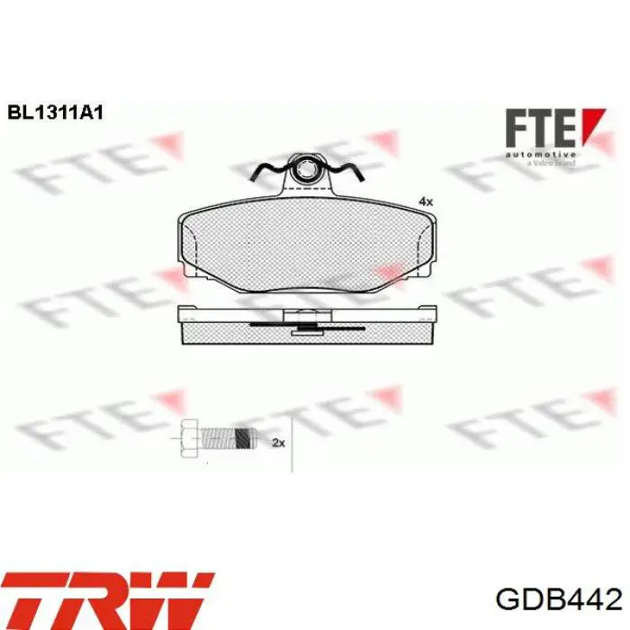Задні гальмівні колодки TRW GDB442 ціна, від 19.66 USD