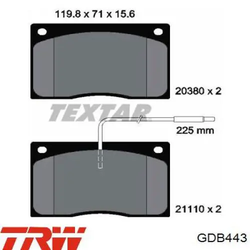 Передні тормозні колодки 7701203071 Renault (RVI)
