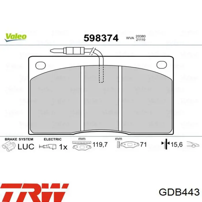 Тормозні колодки Renault (RVI) 7701203071
