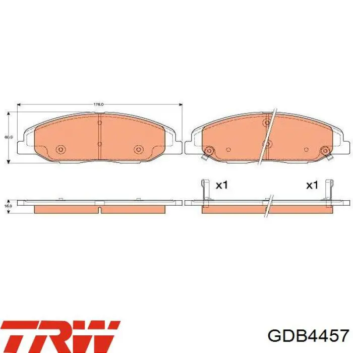 GDB4457 TRW колодки гальмівні передні, дискові
