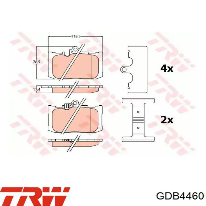 Купити GDB4460 TRW Колодки гальмівні передні, дискові