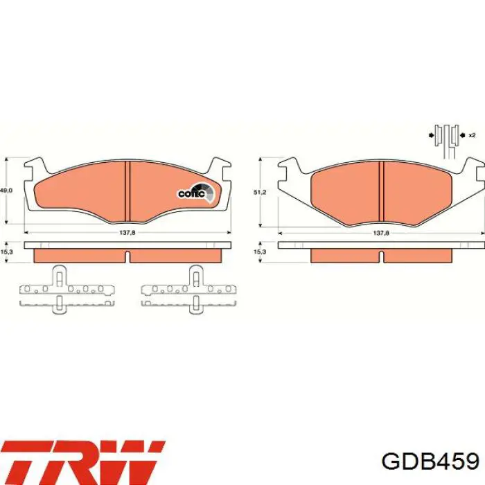 Передні тормозні колодки GDB459 TRW