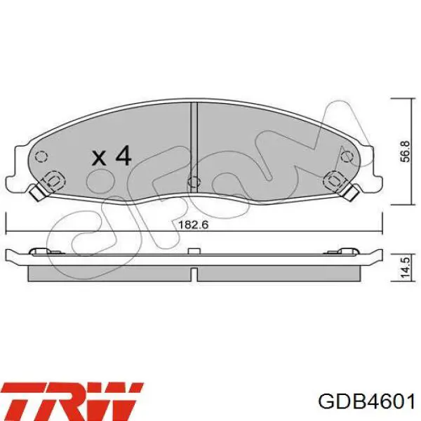 GDB4601 TRW колодки гальмівні передні, дискові