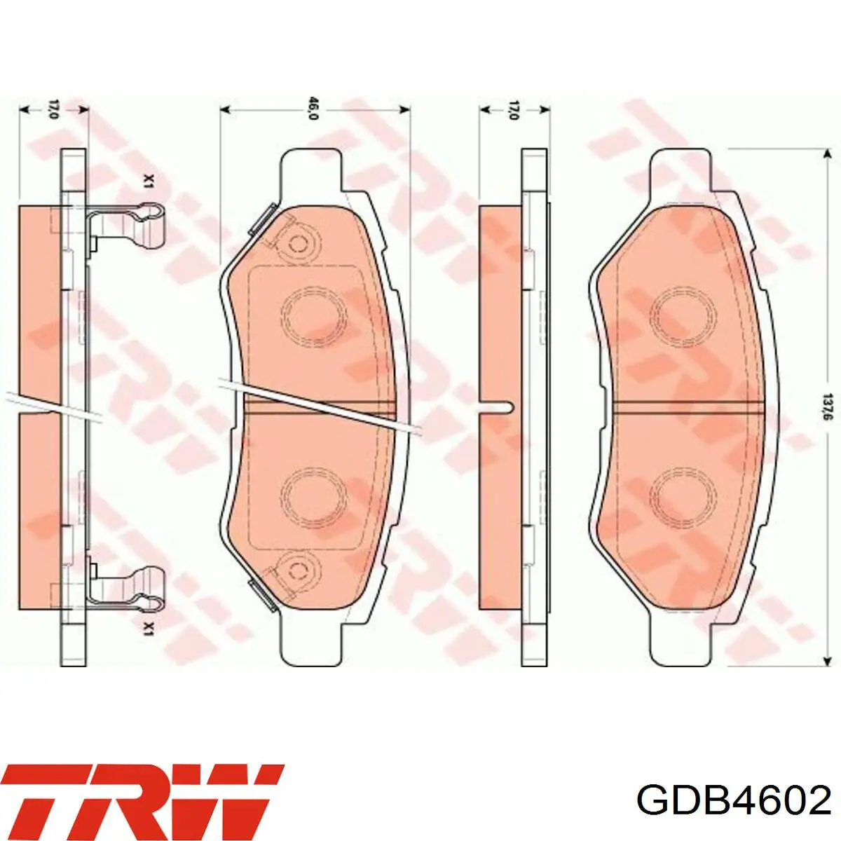 GDB4602 TRW колодки гальмові задні, дискові