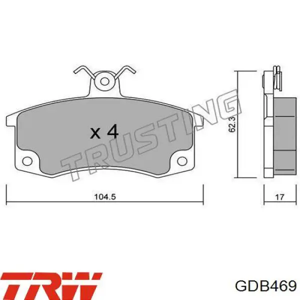 Гальмівні колодки TRW GDB469 ціна, від 13.53 USD