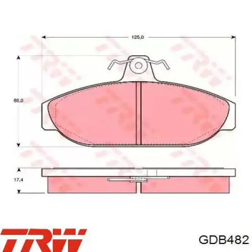 Передні тормозні колодки GDB482 TRW