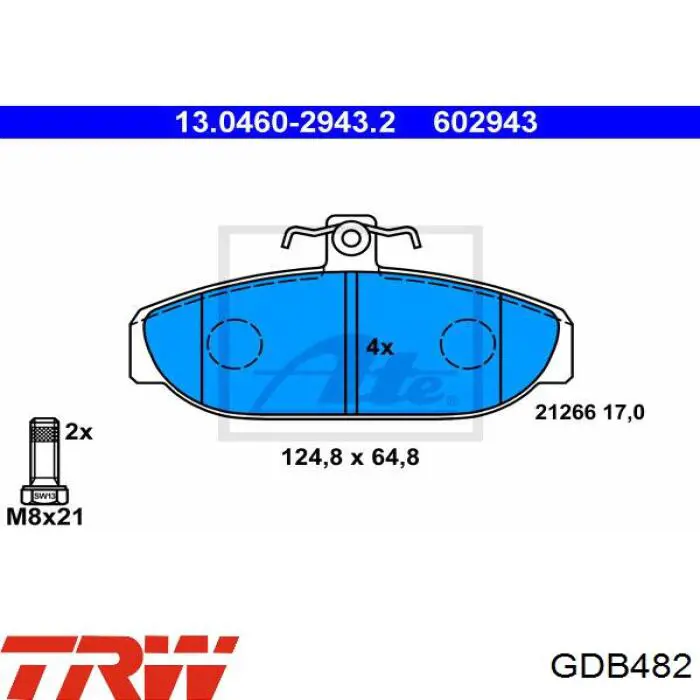 Гальмівні колодки TRW GDB482 ціна, від 22.79 USD