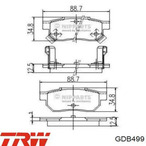 Купити GDB499 TRW Задні колодки