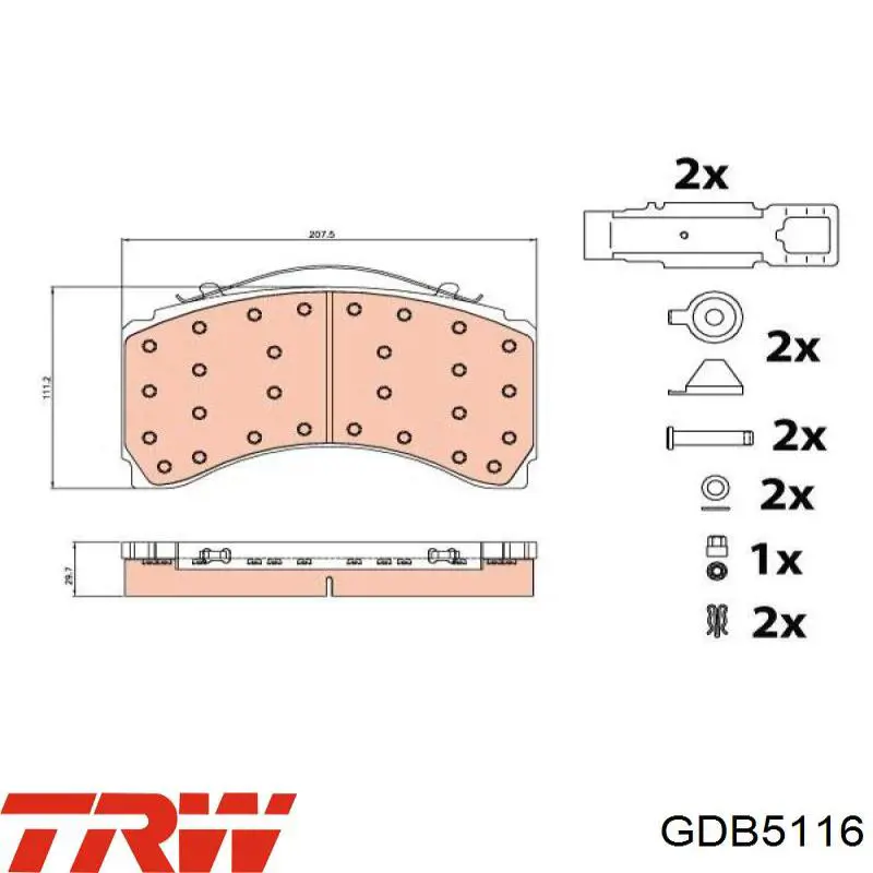 Купити GDB5116 TRW Задні колодки