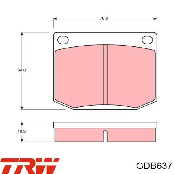 Колодки гальмівні передні, дискові GDB637 TRW