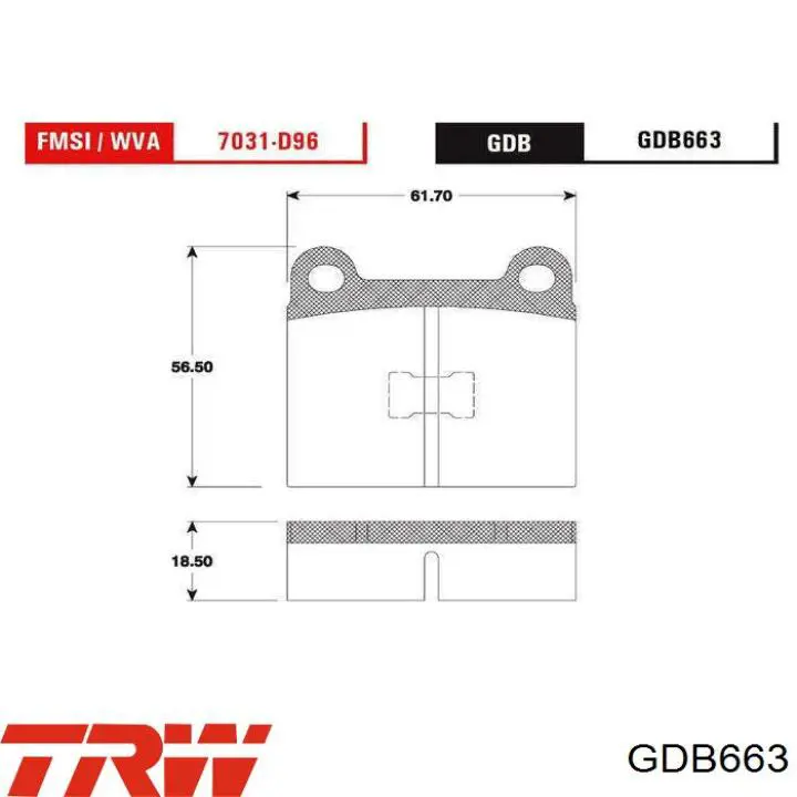 Колодки гальмівні передні, дискові GDB663 TRW