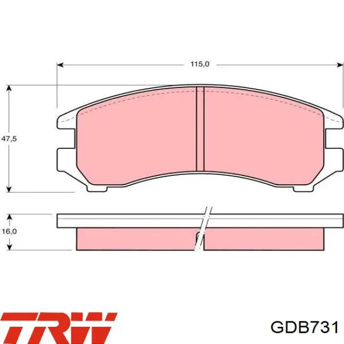 Купити GDB731 TRW Колодки гальмівні передні, дискові