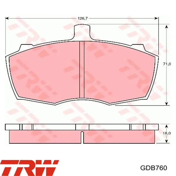 Колодки гальмівні передні, дискові GDB760 TRW