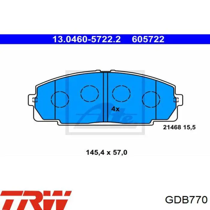 Передні тормозні колодки GDB770 TRW