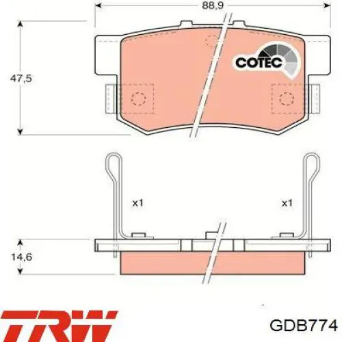Купити GDB774 TRW Задні колодки