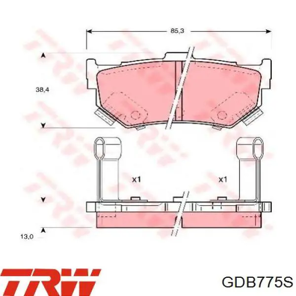 GDB775S TRW Колодки гальмівні задні, дискові