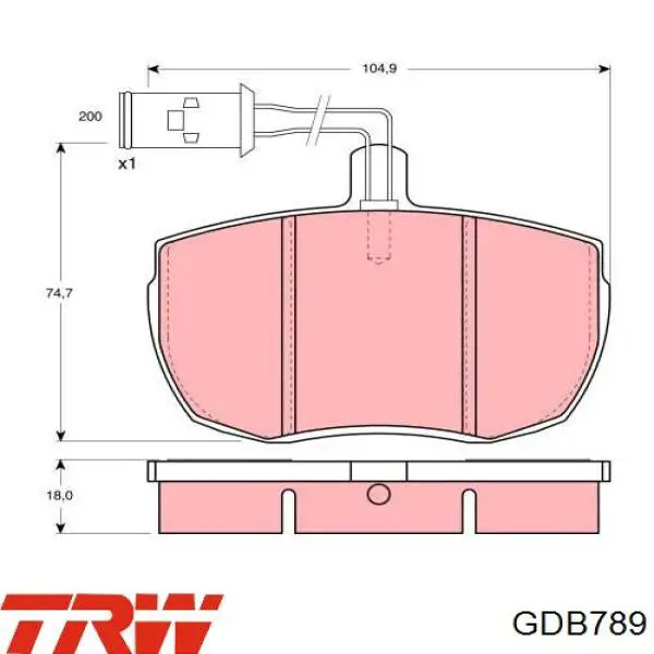 GDB789 TRW колодки гальмівні передні, дискові