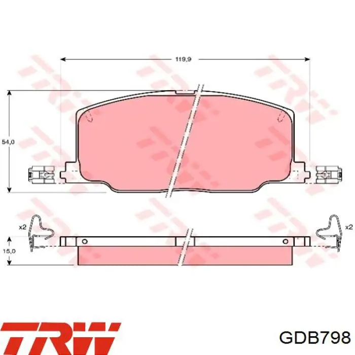 Купити GDB798 TRW Колодки гальмівні передні, дискові