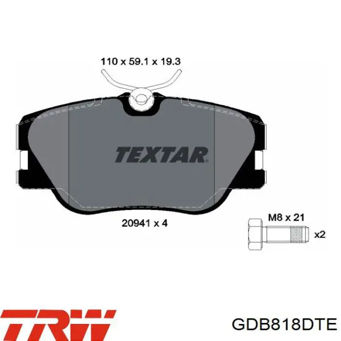 Тормозні колодки TRW GDB818DTE