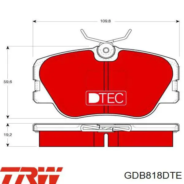 GDB818DTE TRW Передні гальмівні колодки