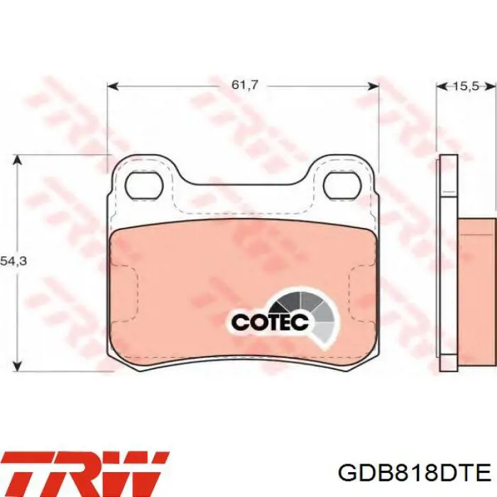 Купити GDB818DTE TRW Колодки гальмівні передні, дискові
