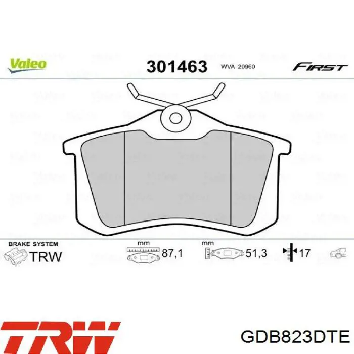 Задні гальмівні колодки TRW GDB823DTE ціна, від 15.51 USD