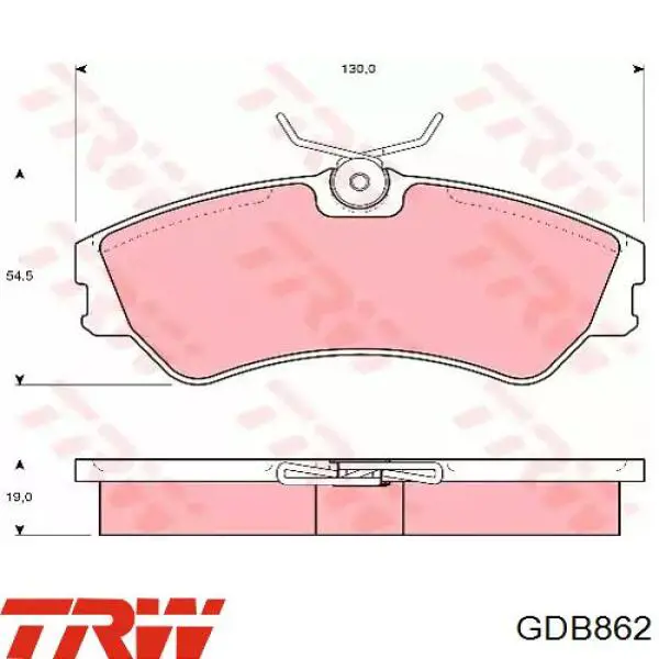 Купити GDB862 TRW Колодки гальмівні передні, дискові
