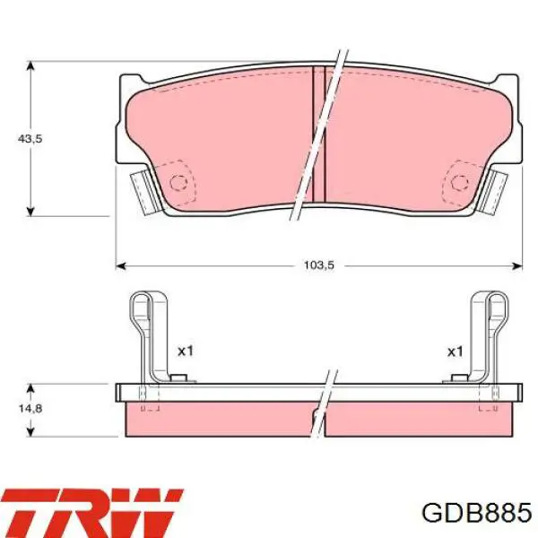 Колодки гальмівні передні, дискові GDB885 TRW