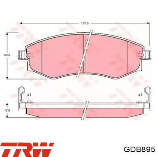 Купити GDB895 TRW Колодки гальмівні передні, дискові