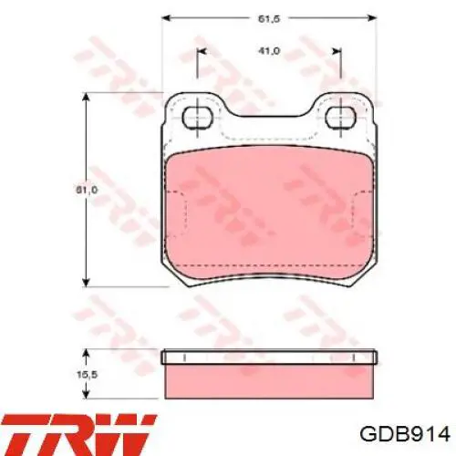 Купити GDB914 TRW Задні колодки