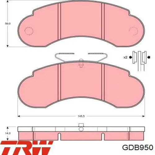 GDB950 TRW Передні гальмівні колодки
